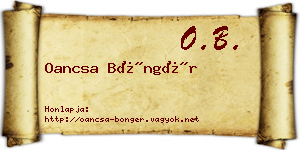 Oancsa Böngér névjegykártya